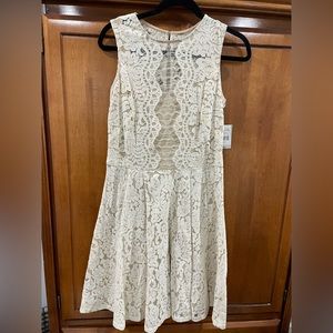 NWT Ivory and tan lace dress
